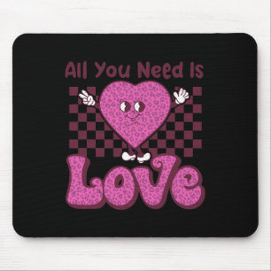Valentines Day Heart Retro Groovy All You Need Is  Mouse Pad