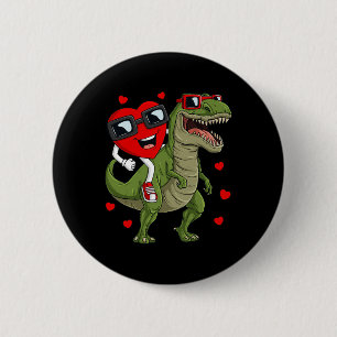 Valentines Day Heart Riding Dinosaur T Rex Fun Boy 6 Cm Round Badge