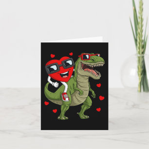 Valentines Day Heart Riding Dinosaur T Rex Fun Boy Card