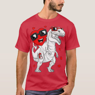 Valentines Day Heart Riding Dinosaur T Rex Funny B T-Shirt