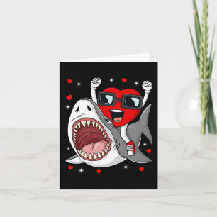 Valentines Day Heart Riding Shark Fun Toddler Boys Card