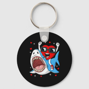 Valentines Day Heart Riding Shark Fun Toddler Boys Key Ring
