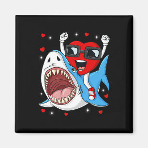 Valentines Day Heart Riding Shark Fun Toddler Boys Magnet
