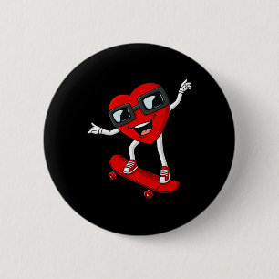 Valentines Day Heart Riding Skateboard Boys Kids T 6 Cm Round Badge