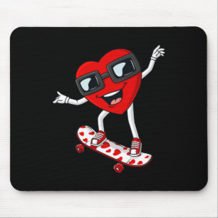 Valentines Day Heart Riding Skateboard Boys Kids T Mouse Pad