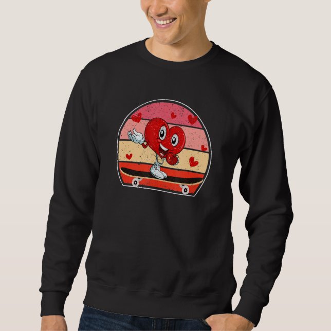 Valentines Day Heart Riding Skateboard  Skater Cou Sweatshirt (Front)