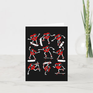 Valentines Day Heart Riding Skateboards Boys Kids  Card