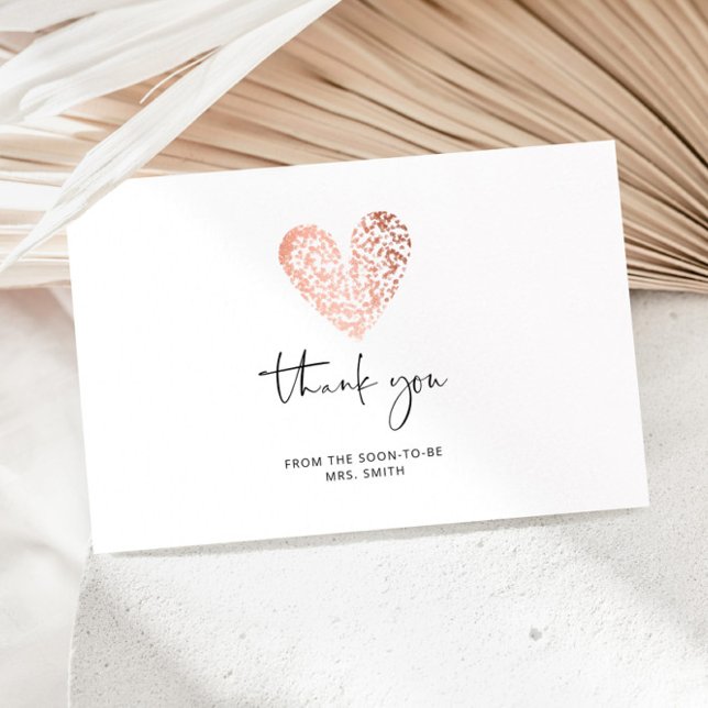 Valentines day heart rose gold thank you card (Creator Uploaded)