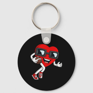 Valentines Day Heart Running With A Football Boys Key Ring