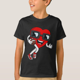 Valentines Day Heart Running With A Football Boys  T-Shirt