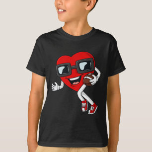 Valentines Day Heart Running With A Football Boys  T-Shirt