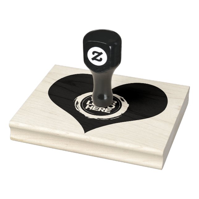 Valentine's Day Heart Shaped Business Logo Large Rubber Stamp (Stamp)