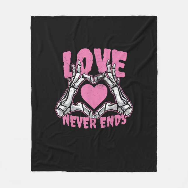 Valentines Day Heart Skeleton Hands Heart Fleece Blanket (Front)