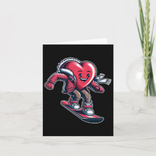 Valentine's Day Heart Snowboarder Snowboarding Win Card
