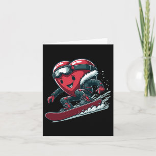 Valentine's Day Heart Snowboarder Snowboarding Win Card
