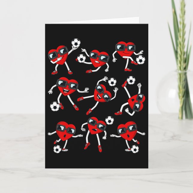 Valentines Day Heart Soccer Player Funny Boys Girl Card (Front)