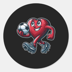 Valentine's Day Heart Soccer Team Player  Classic Round Sticker