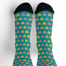 Valentine's Day Heart Socks Green background