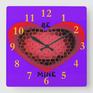 Valentine's Day Heart Square Wall Clock