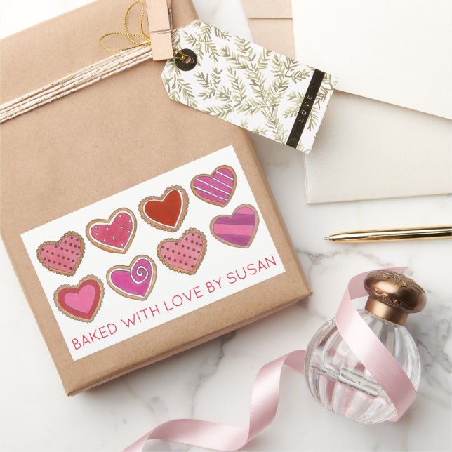 Valentine's Day Heart Sugar Cookies Baked By Rectangular Sticker (Gifting)
