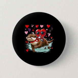 Valentine's Day Heart Sungles Riding Otter Animal 6 Cm Round Badge