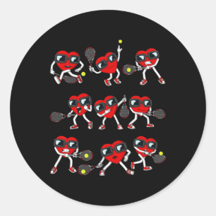 Valentines Day Heart Tennis Player Fun Boys Girls Classic Round Sticker