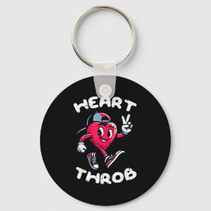 Valentines Day Heart Throb Peace Retro Groovy Boys Key Ring