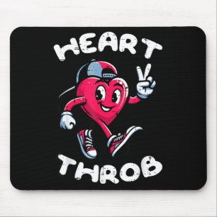 Valentines Day Heart Throb Peace Retro Groovy Boys Mouse Pad