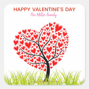 Valentine's Day Heart Tree Square Sticker