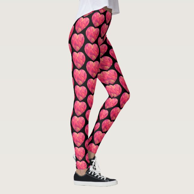 Valentine's Day Heart Women's Comfort Black Leggings (Right)
