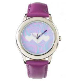 Valentines Day Hearts and Abstract Colourful Pink Watch