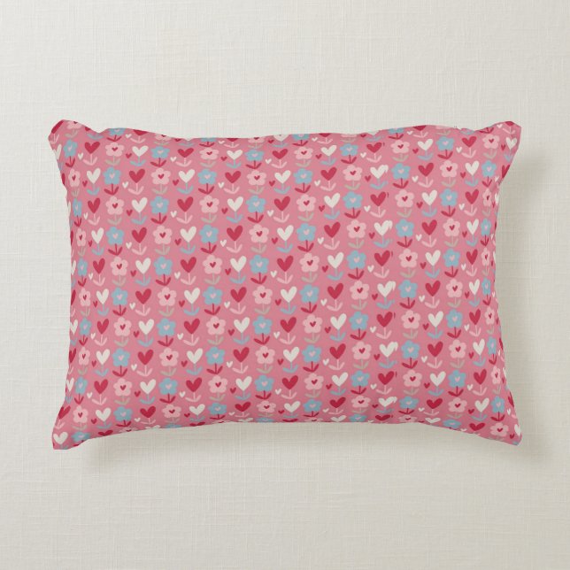 Valentines Day Hearts and Flowers  Decorative Cushion (Front)
