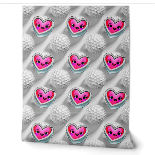 Valentine's Day Hearts and Golf Balls Wallpaper