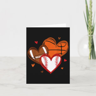 Valentines Day Hearts Basketball Baseball Football Card
