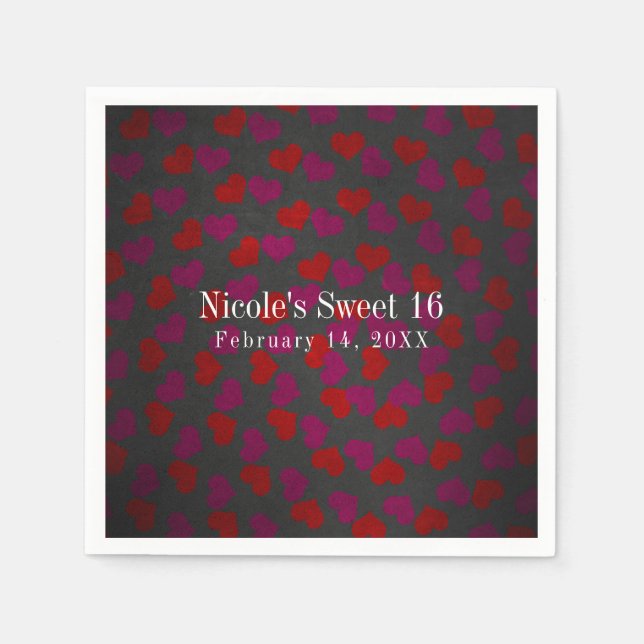 Valentine's Day Hearts Birthday Party Celebration Napkin (Front)