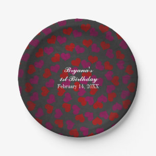 Valentine's Day Hearts Birthday Party Celebration Paper Plate