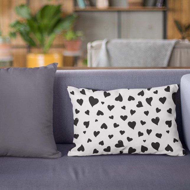 Valentine's day hearts - black and white decorative cushion (Creator Uploaded)