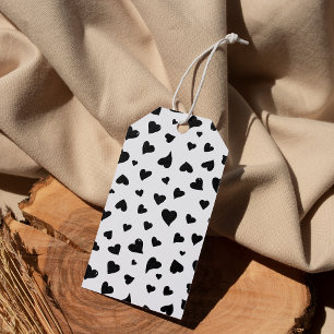 Valentine's day hearts - black and white gift tags