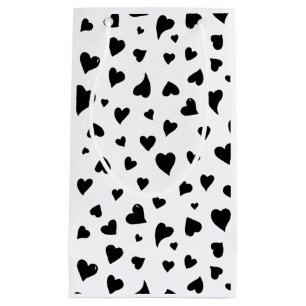 Valentine's day hearts - black and white small gift bag