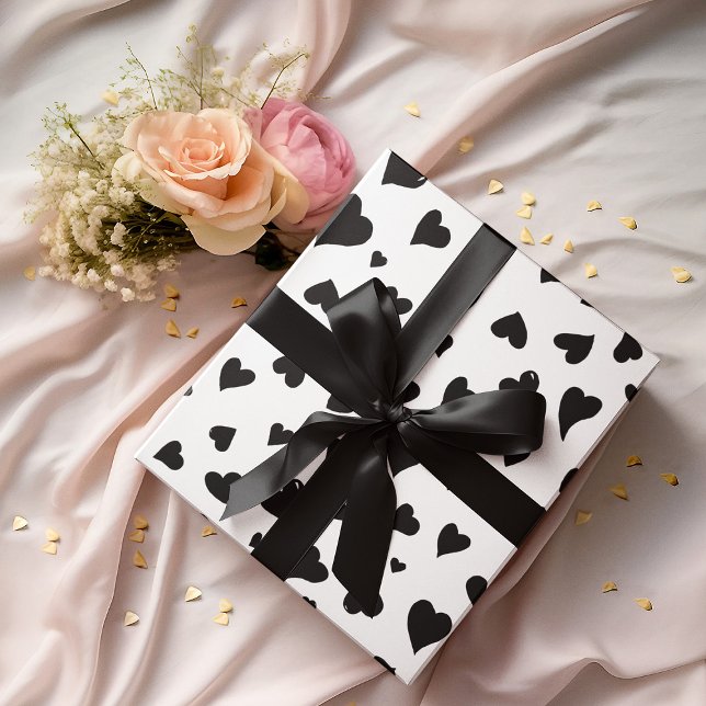 Valentine's day hearts - black and white wrapping paper sheet (Creator Uploaded)