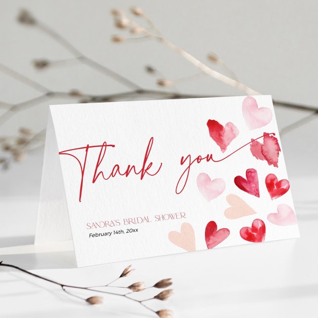 Valentines Day Hearts Bridal Shower Thank You Card (Creator Uploaded)