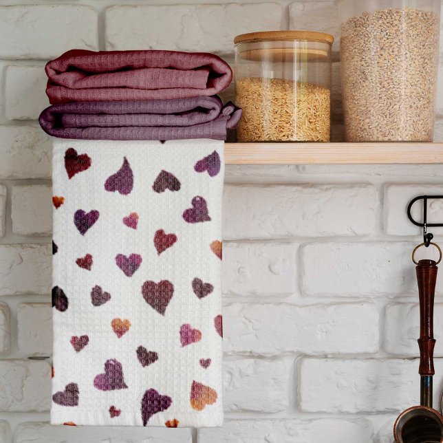 Valentine's day hearts - burgundy tea towel (Creator Uploaded)