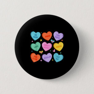 Valentines day hearts candy be valentine women men 6 cm round badge