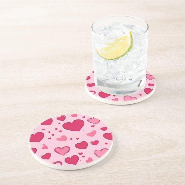 Valentines Day Hearts Coaster 01 (Side)