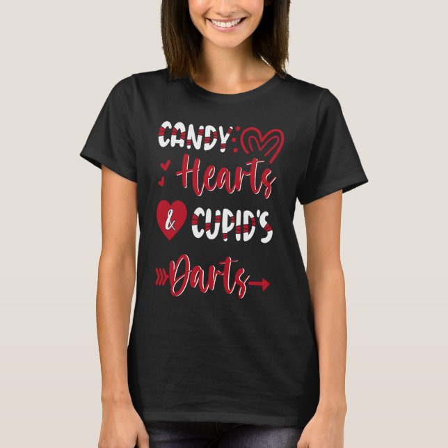 Valentine's Day Hearts Darts Cupid Candy Heart T-Shirt (Front)