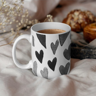 Valentines day hearts explosion - black and white coffee mug