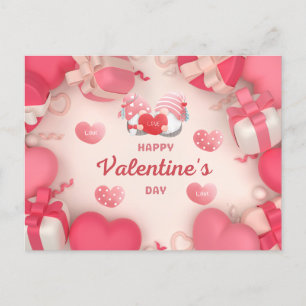 Valentine's Day Hearts, Gifts and Gnomes Postcard