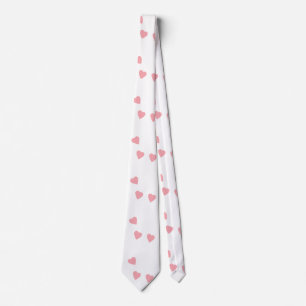 Valentines Day Hearts Hand Drawn Pink White Tie