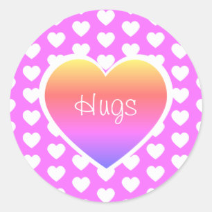 Valentine's Day Hearts Hugs LGBTQ Classic Round Sticker