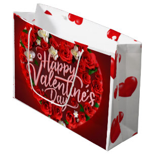 Valentine's Day Hearts in Red Large Gift Bag